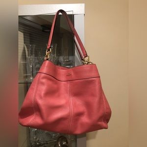 Coach all leather Peony color (dusty pink) purse